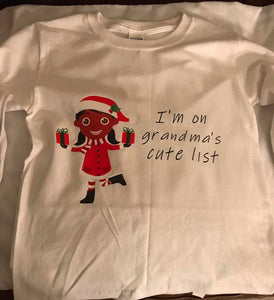 Girls Grandma List Christmas Shirt